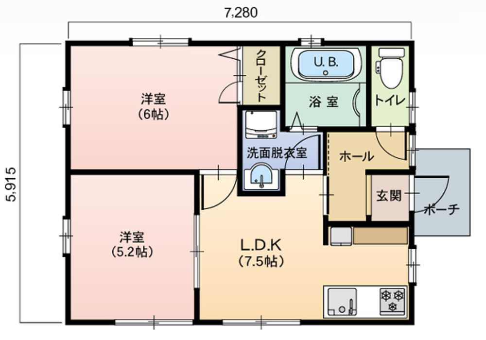 ES-HE13A｜2LDK｜延床面積：13坪｜建物本体価格：588万円（税別）